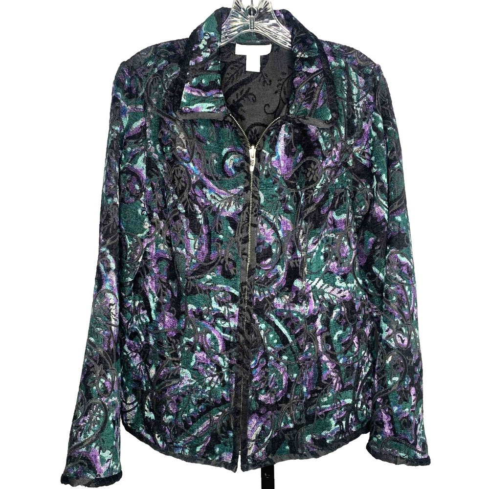 Christopher Banks Jacket size medium full‎ Zip Up whimsigoth Mid-weight jacquard